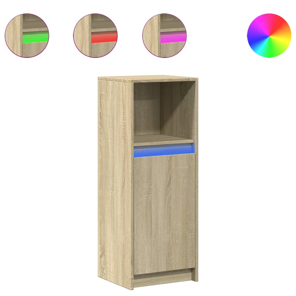 Buffet avec LED chêne sonoma 38x34x100 cm bois d'ingénierie - XIOS