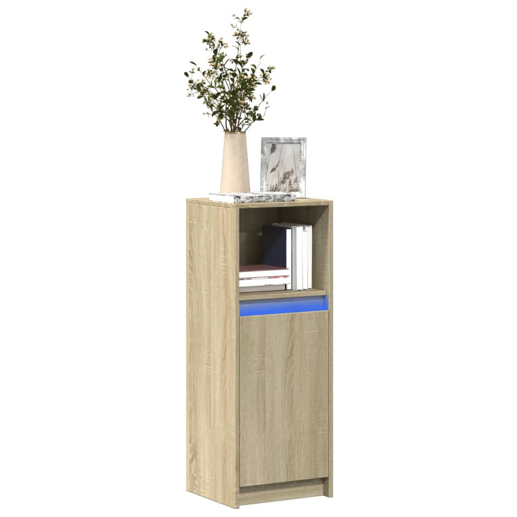 Buffet avec LED chêne sonoma 38x34x100 cm bois d'ingénierie - XIOS