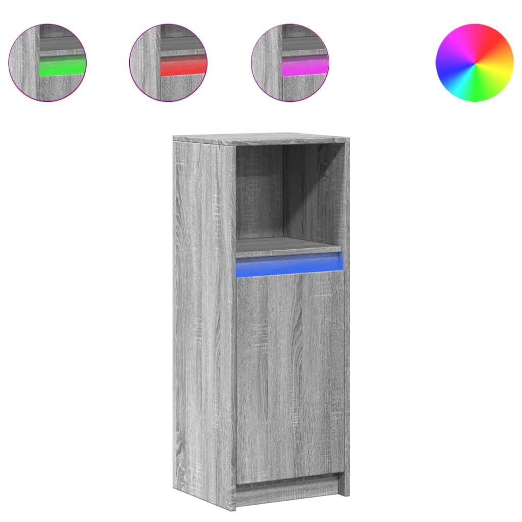 Buffet avec LED sonoma gris 38x34x100 cm bois d'ingénierie - XIOS