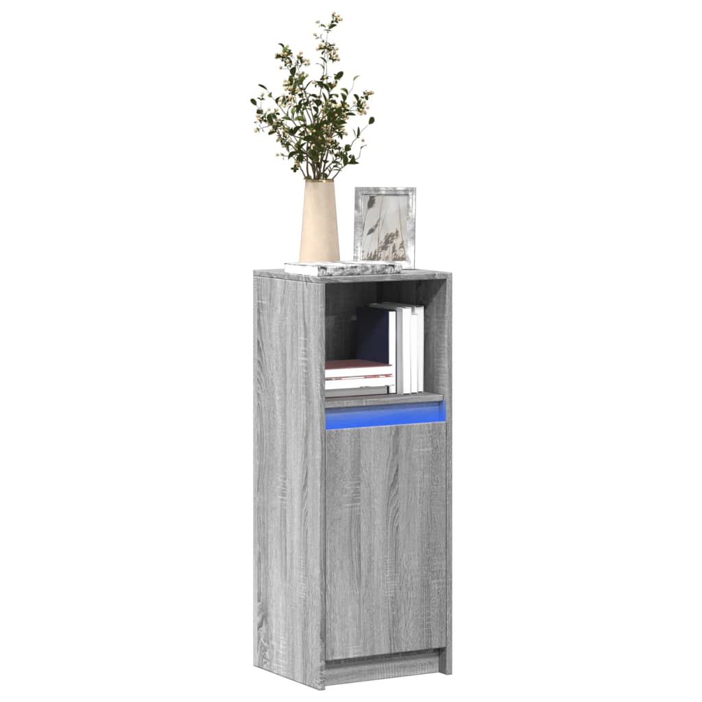 Buffet avec LED sonoma gris 38x34x100 cm bois d'ingénierie - XIOS
