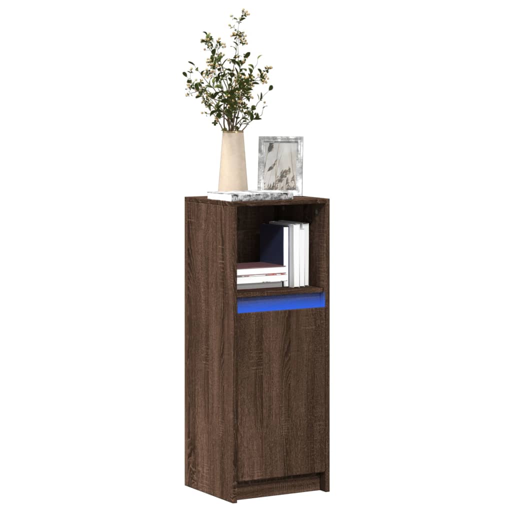 Buffet avec LED chêne marron 38x34x100 cm bois d'ingénierie - XIOS
