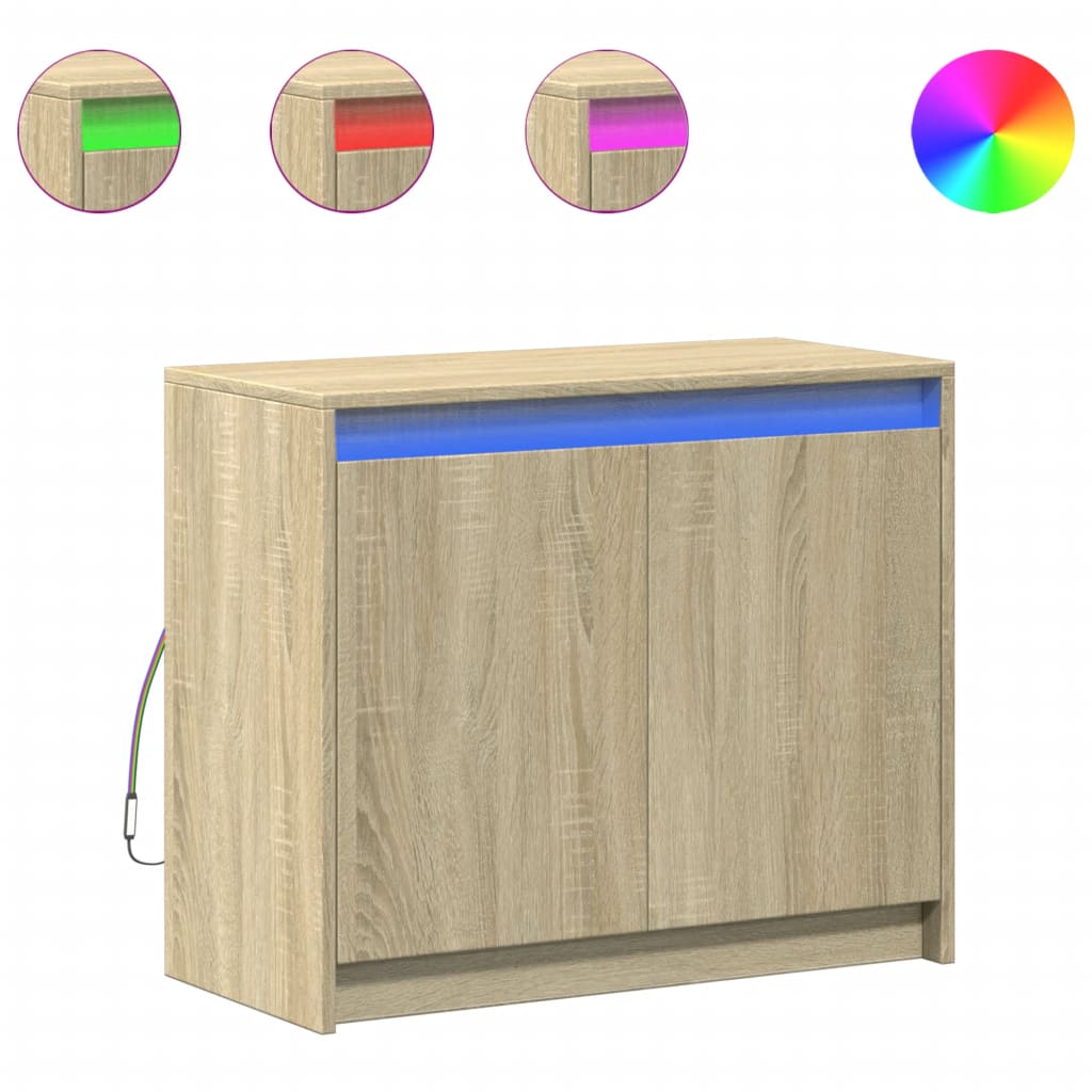 Buffet avec LED chêne sonoma 72x34x61 cm bois d'ingénierie - XIOS