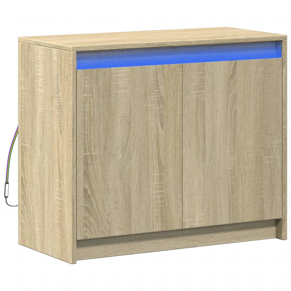Buffet avec LED chêne sonoma 72x34x61 cm bois d'ingénierie - XIOS