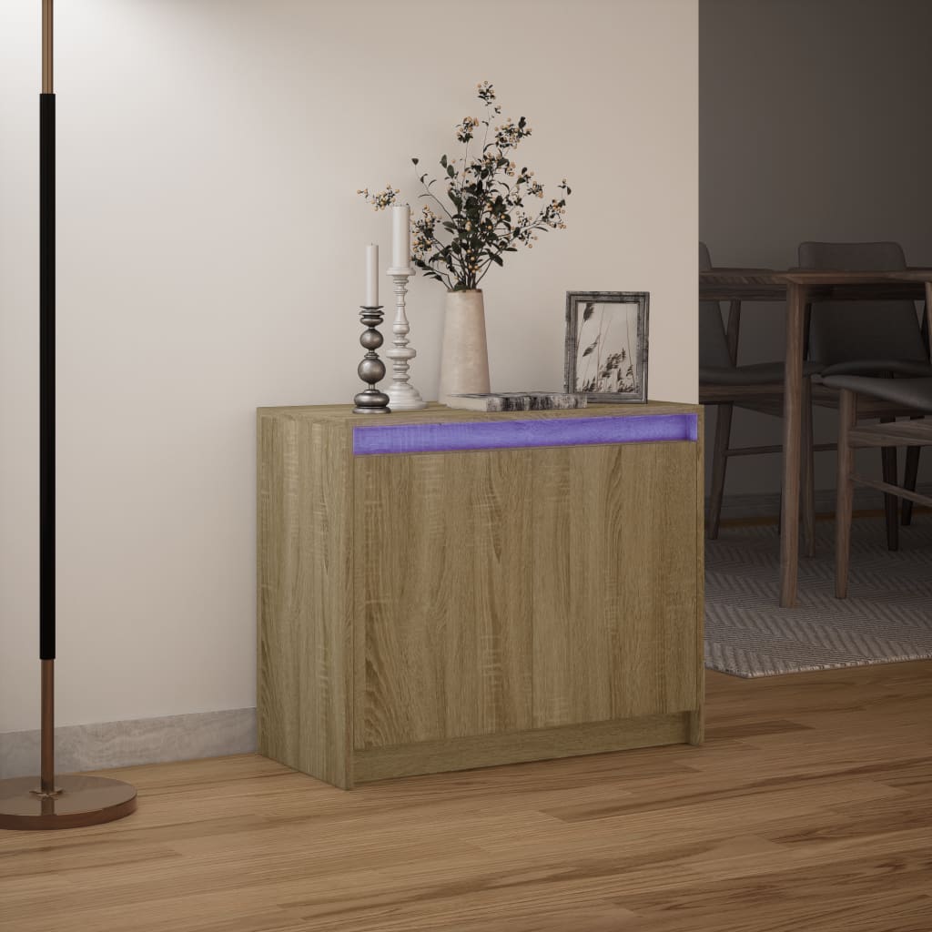 Buffet avec LED chêne sonoma 72x34x61 cm bois d'ingénierie - XIOS