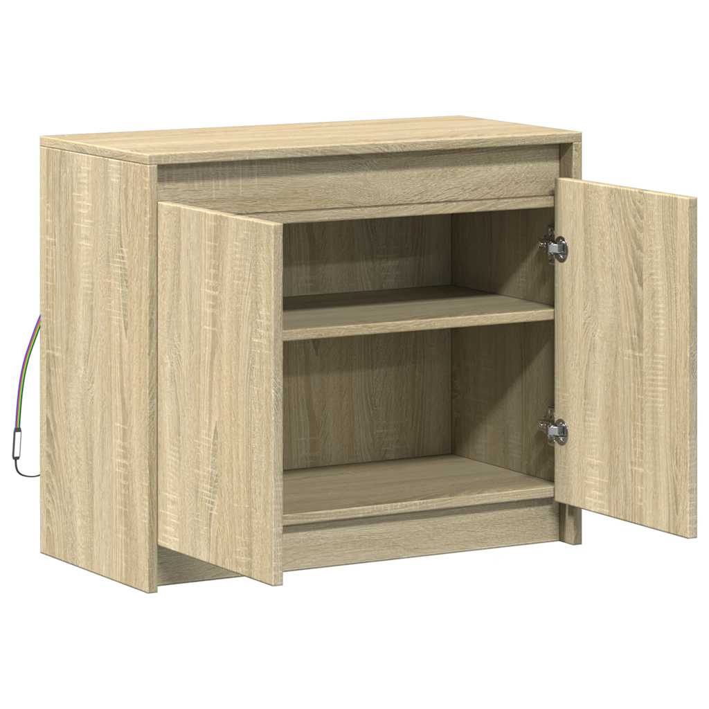 Buffet avec LED chêne sonoma 72x34x61 cm bois d'ingénierie - XIOS
