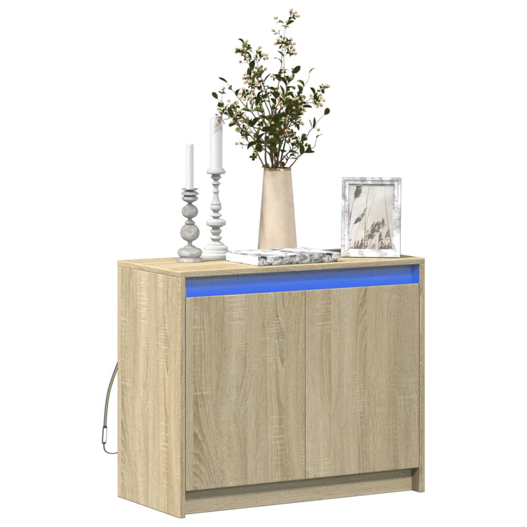 Buffet avec LED chêne sonoma 72x34x61 cm bois d'ingénierie - XIOS