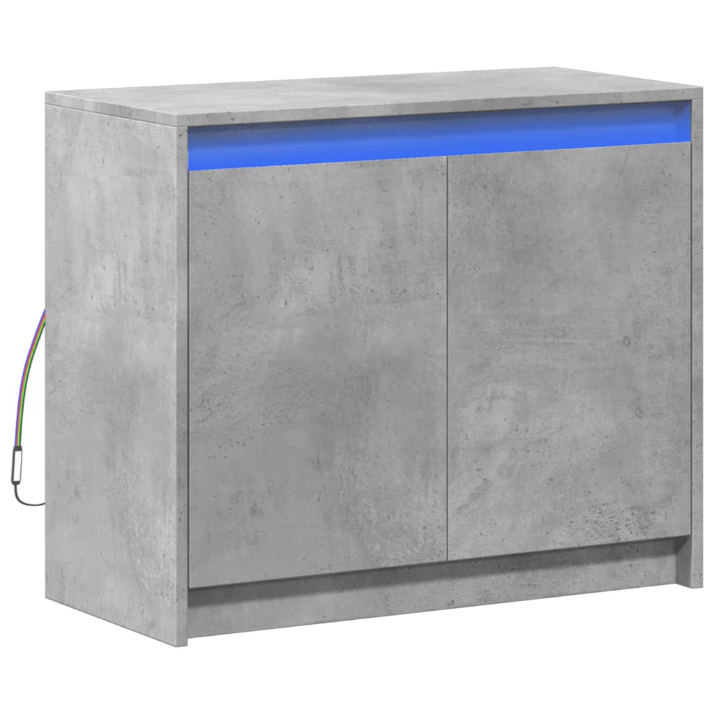 Buffet avec LED gris béton 72x34x61 cm bois d'ingénierie - XIOS