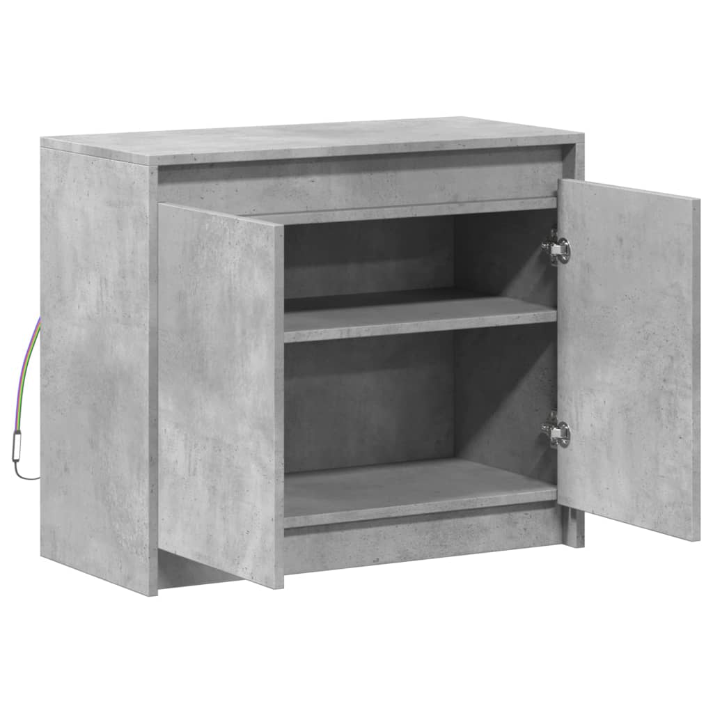 Buffet avec LED gris béton 72x34x61 cm bois d'ingénierie - XIOS