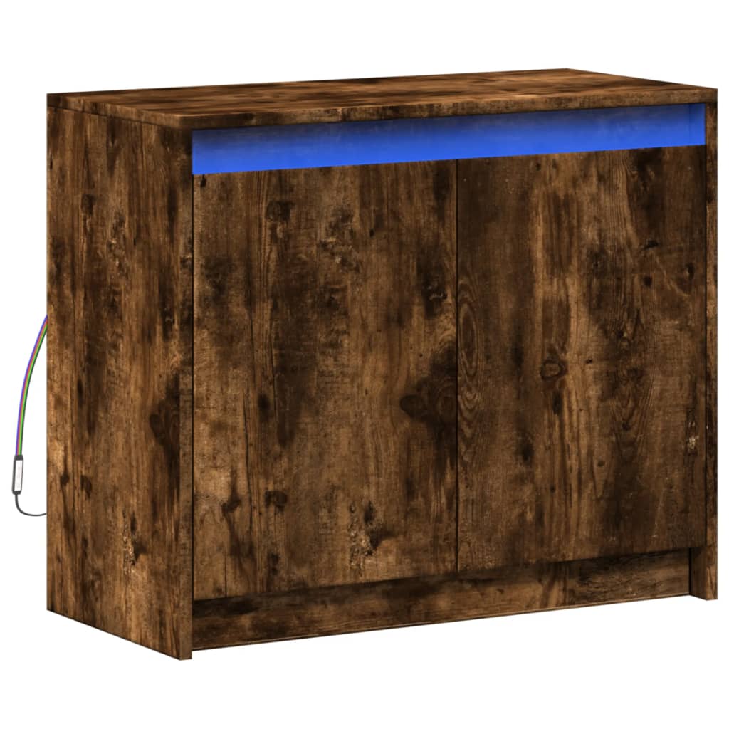 Buffet avec LED chêne fumé 72x34x61 cm bois d'ingénierie - XIOS