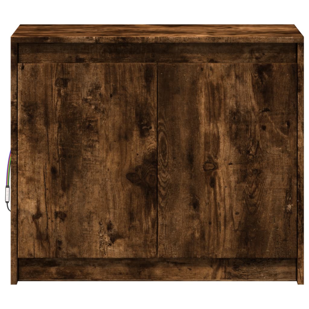Buffet avec LED chêne fumé 72x34x61 cm bois d'ingénierie - XIOS