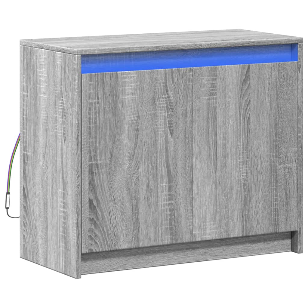 Buffet avec LED sonoma gris 72x34x61 cm bois d'ingénierie - XIOS