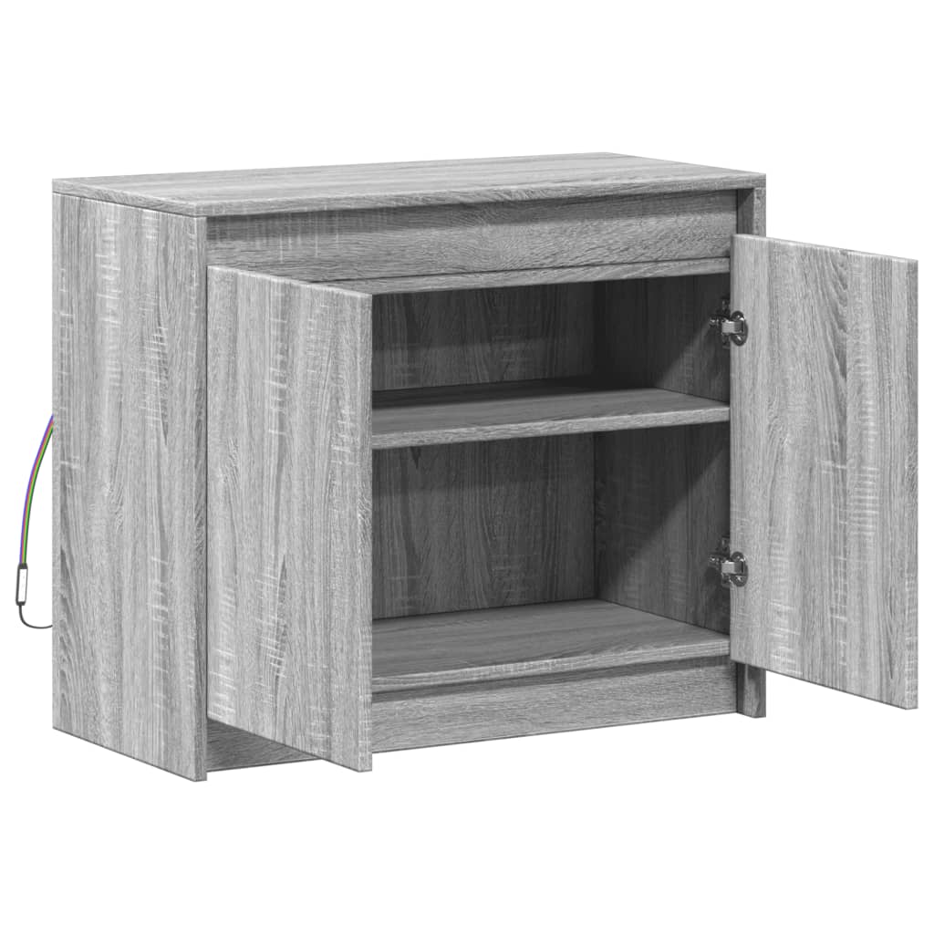 Buffet avec LED sonoma gris 72x34x61 cm bois d'ingénierie - XIOS