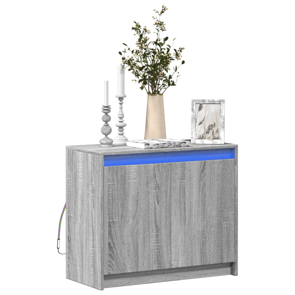Buffet avec LED sonoma gris 72x34x61 cm bois d'ingénierie - XIOS