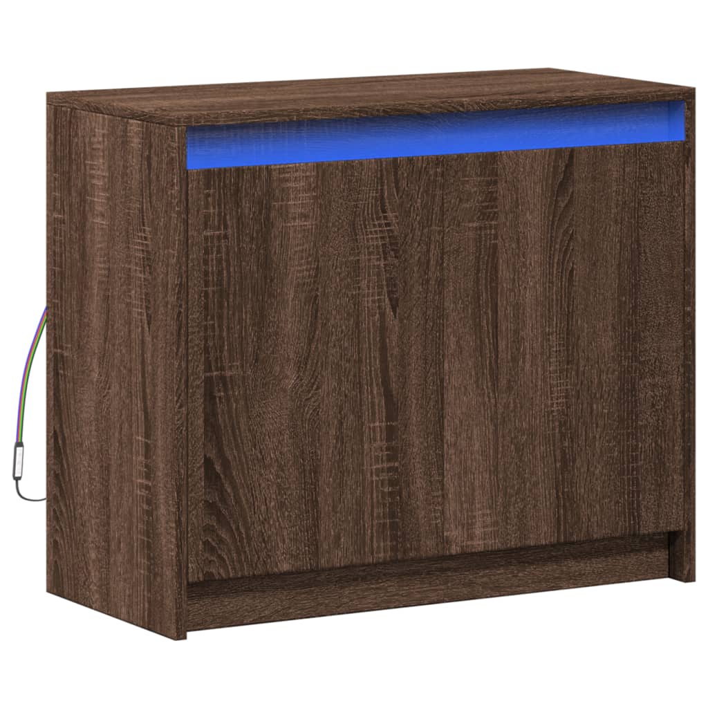 Buffet avec LED chêne marron 72x34x61 cm bois d'ingénierie - XIOS