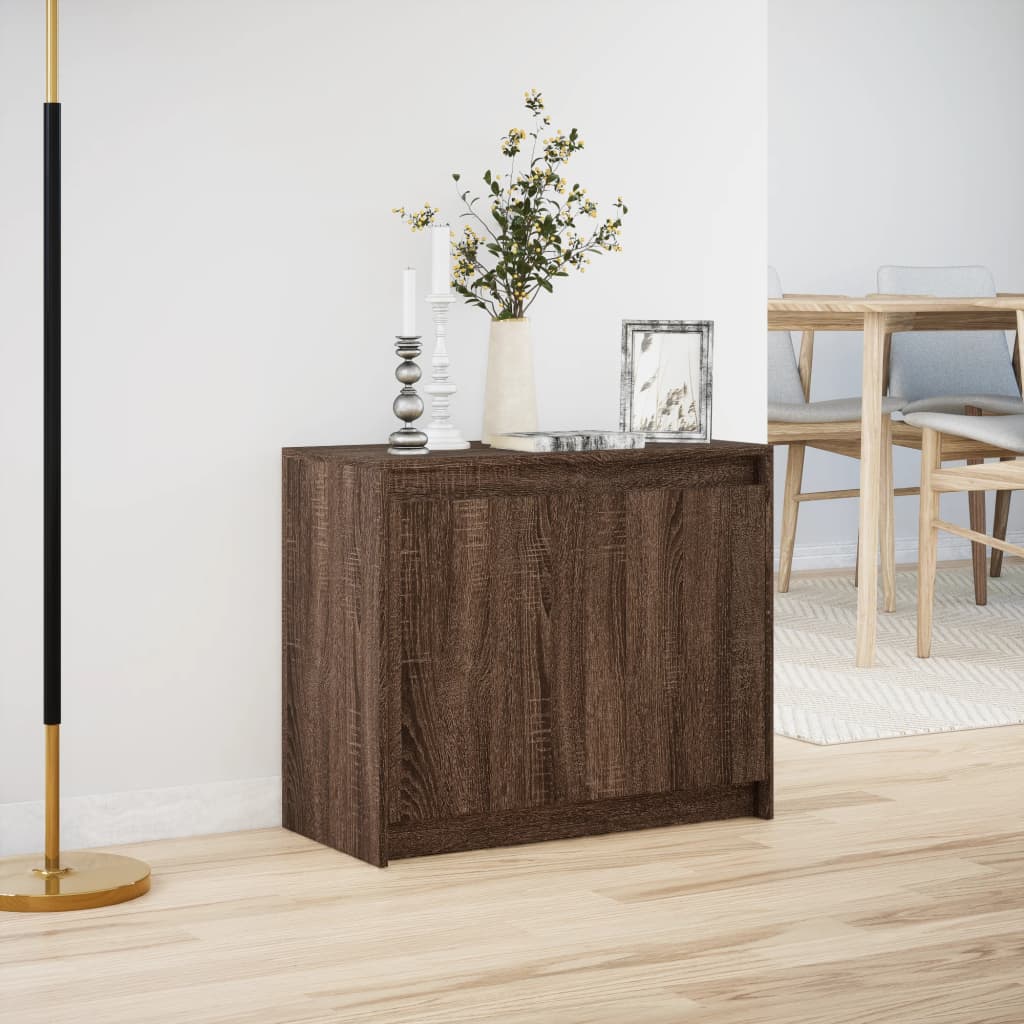 Buffet avec LED chêne marron 72x34x61 cm bois d'ingénierie - XIOS