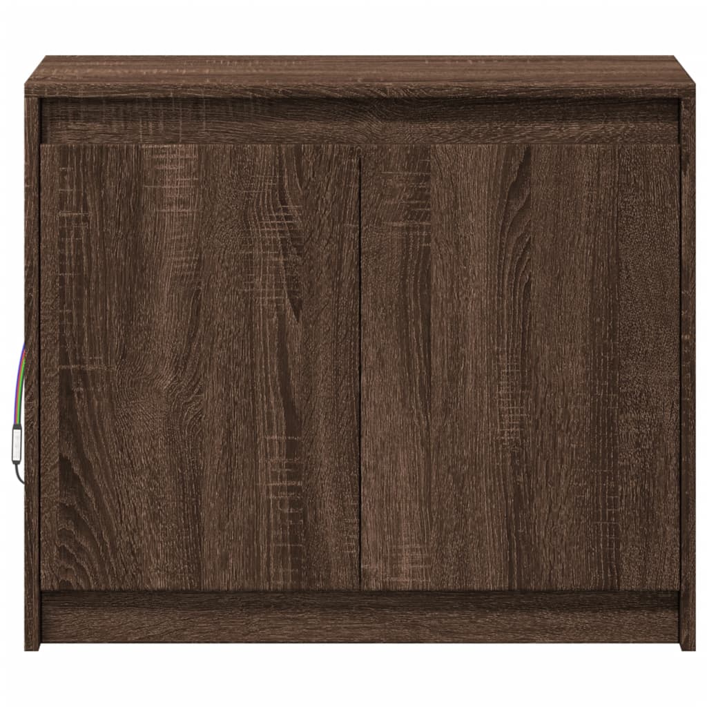 Buffet avec LED chêne marron 72x34x61 cm bois d'ingénierie - XIOS