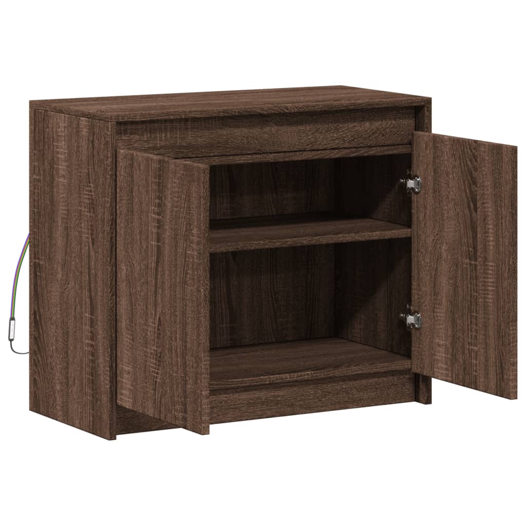 Buffet avec LED chêne marron 72x34x61 cm bois d'ingénierie - XIOS