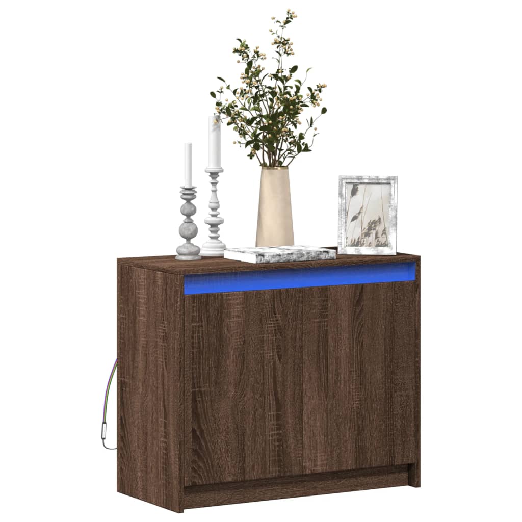 Buffet avec LED chêne marron 72x34x61 cm bois d'ingénierie - XIOS