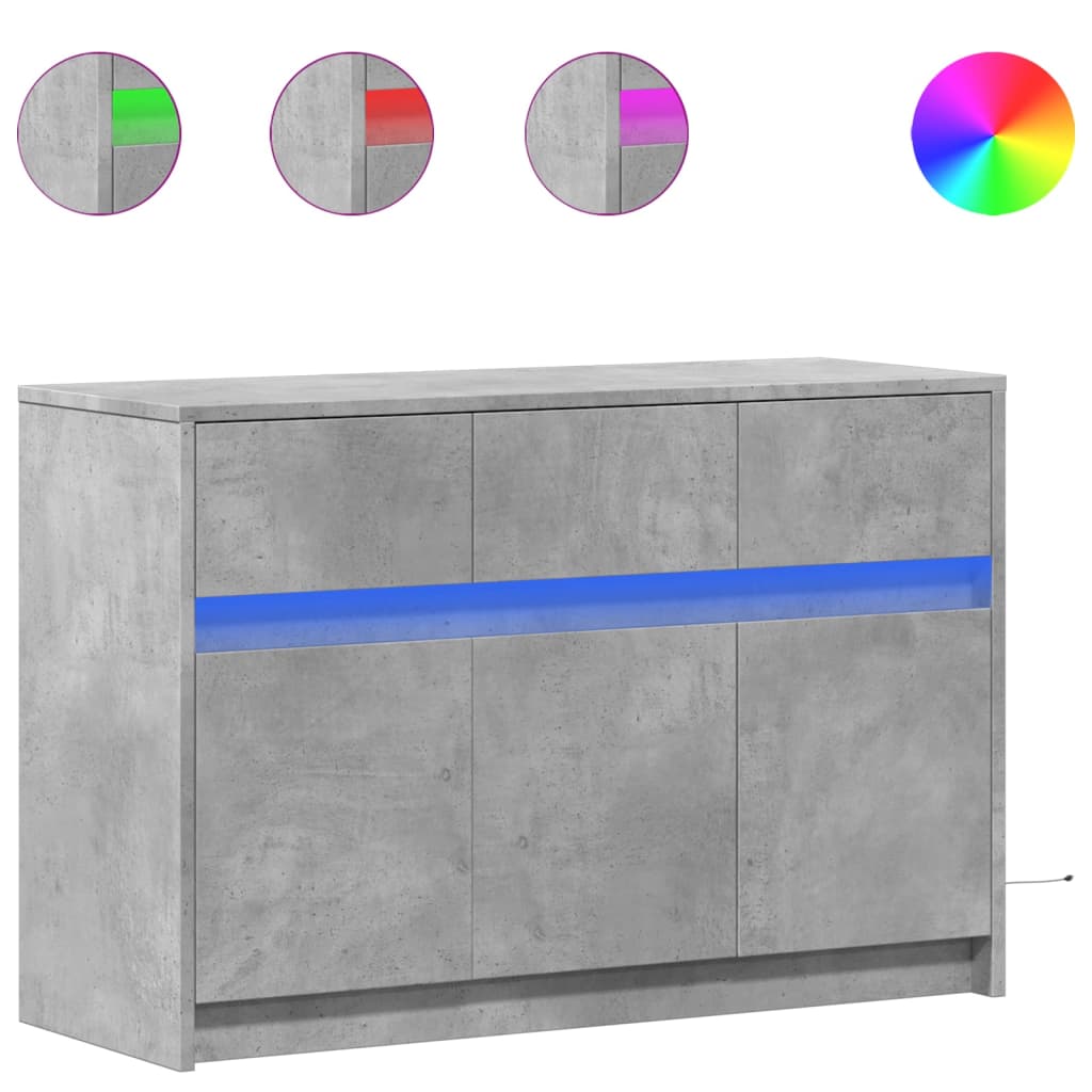 Meuble TV avec LED gris béton 91x34x61 cm bois d'ingénierie - XIOS