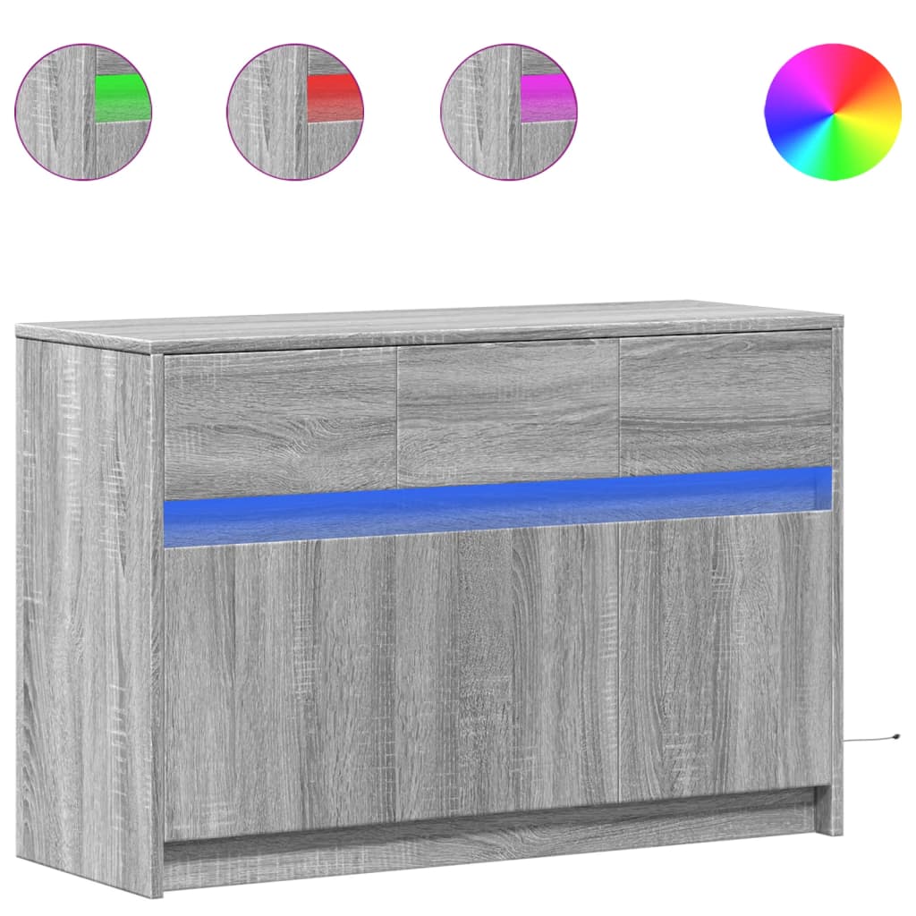 Meuble TV avec LED sonoma gris 91x34x61 cm bois d'ingénierie - XIOS