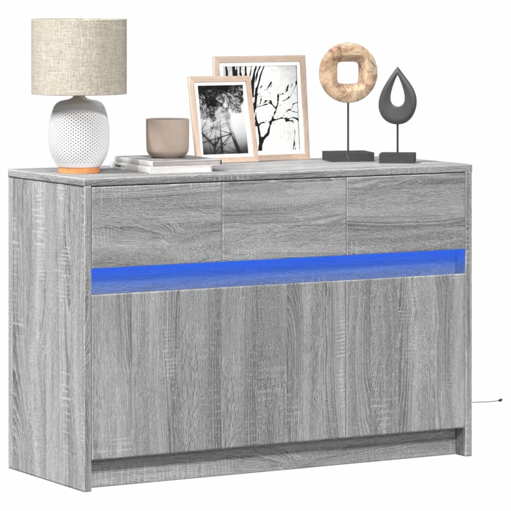 Meuble TV avec LED sonoma gris 91x34x61 cm bois d'ingénierie - XIOS
