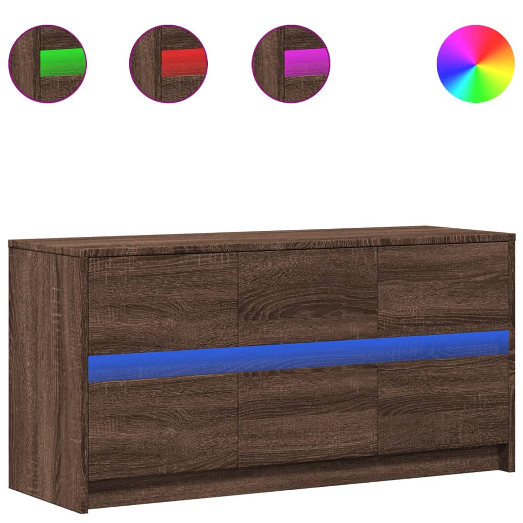 Meuble TV avec LED chêne marron 100x34x50 cm bois d'ingénierie - XIOS