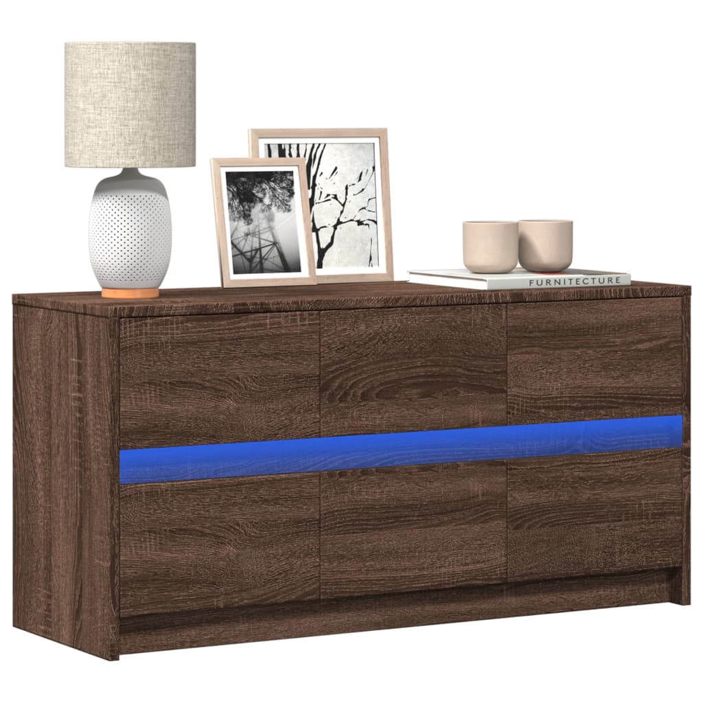Meuble TV avec LED chêne marron 100x34x50 cm bois d'ingénierie - XIOS