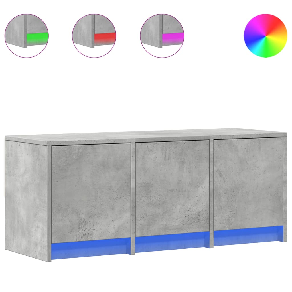 Meuble TV avec LED gris béton 97x34x40 cm bois d'ingénierie - XIOS