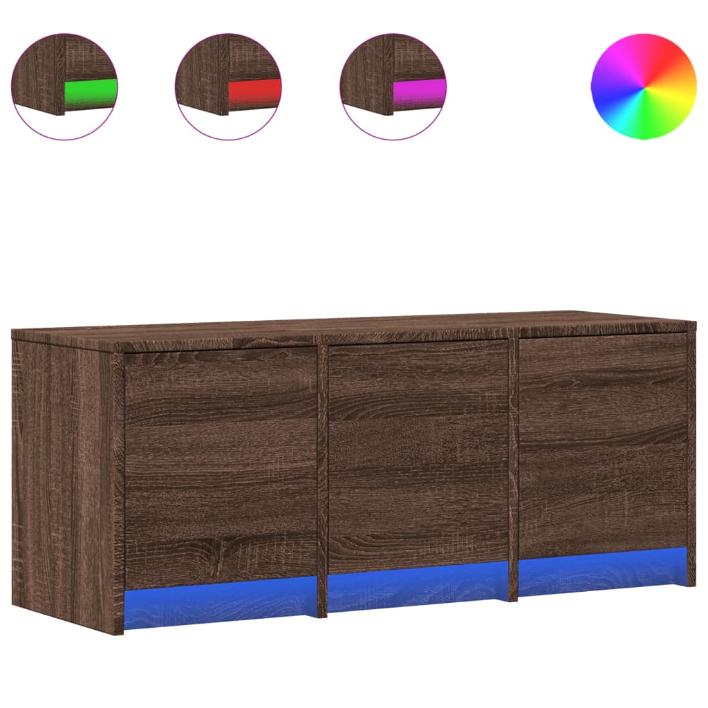 Meuble TV avec LED chêne marron 97x34x40 cm bois d'ingénierie - XIOS