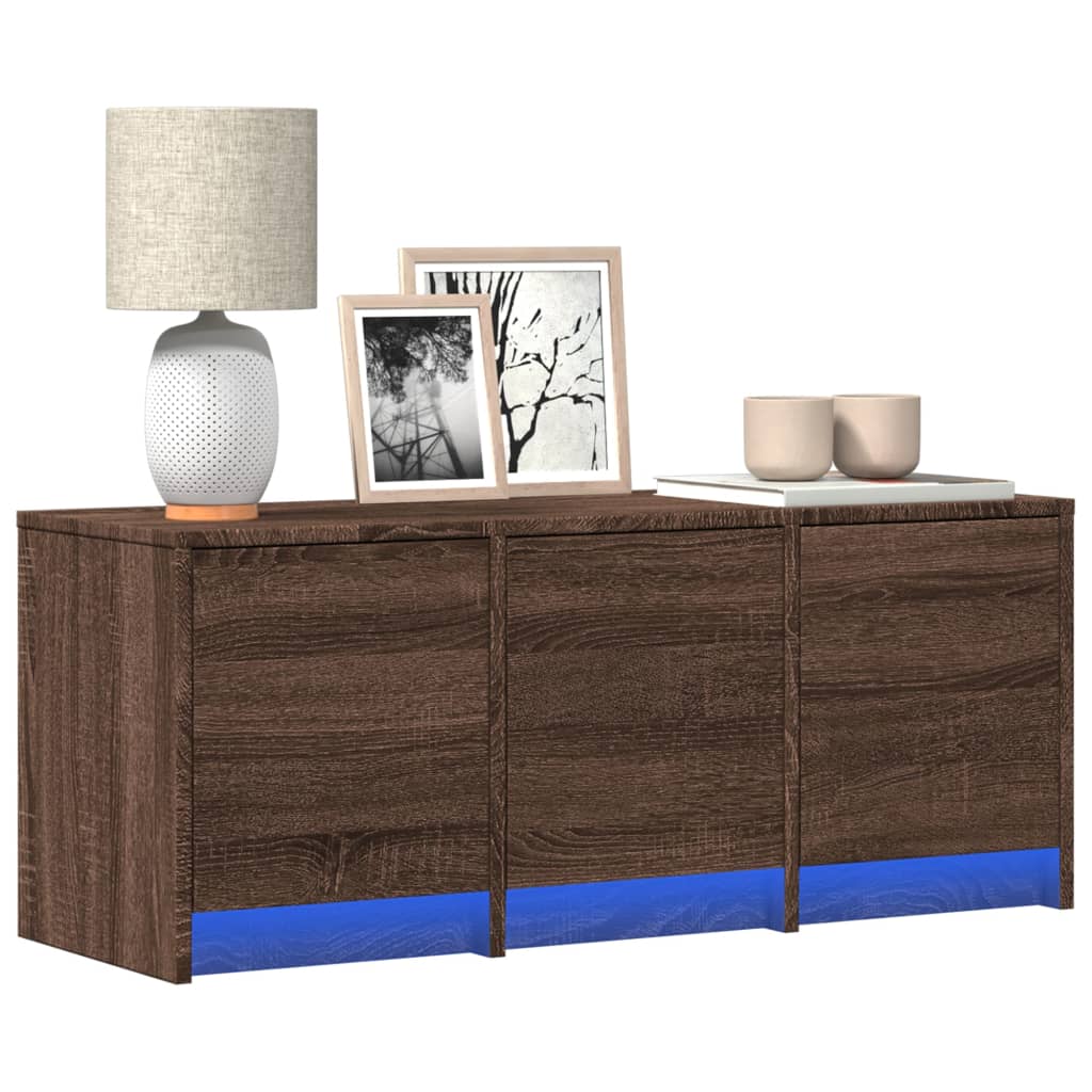 Meuble TV avec LED chêne marron 97x34x40 cm bois d'ingénierie - XIOS