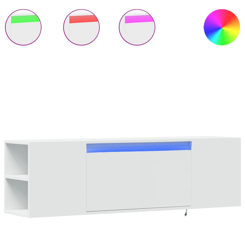 Meuble TV mural avec lumières LED blanc 135x31x39,5 cm - XIOS