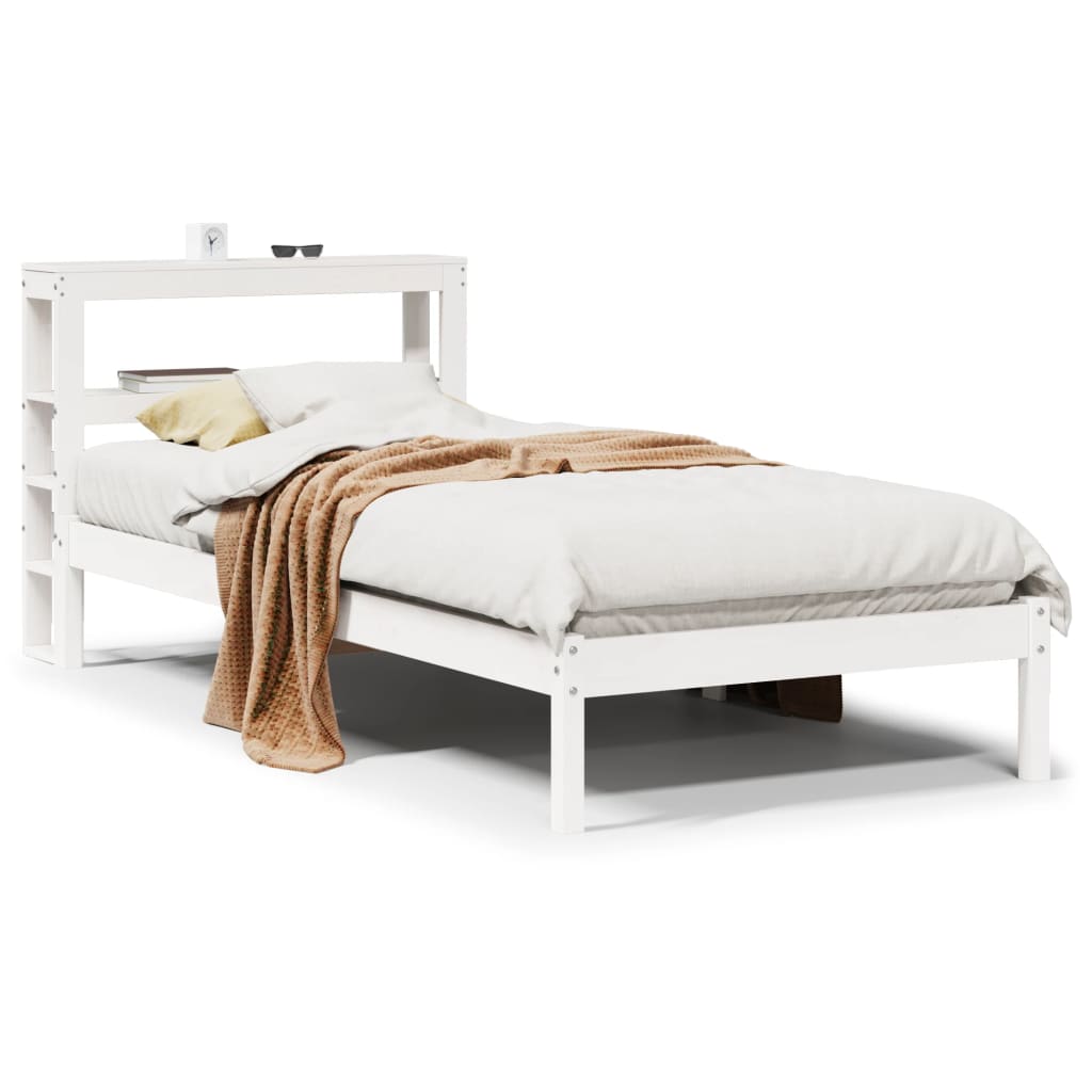 Cadre de lit sans matelas blanc 90x190 cm bois de pin massif - XIOS
