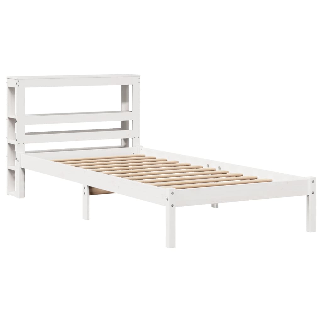 Cadre de lit sans matelas blanc 90x190 cm bois de pin massif - XIOS