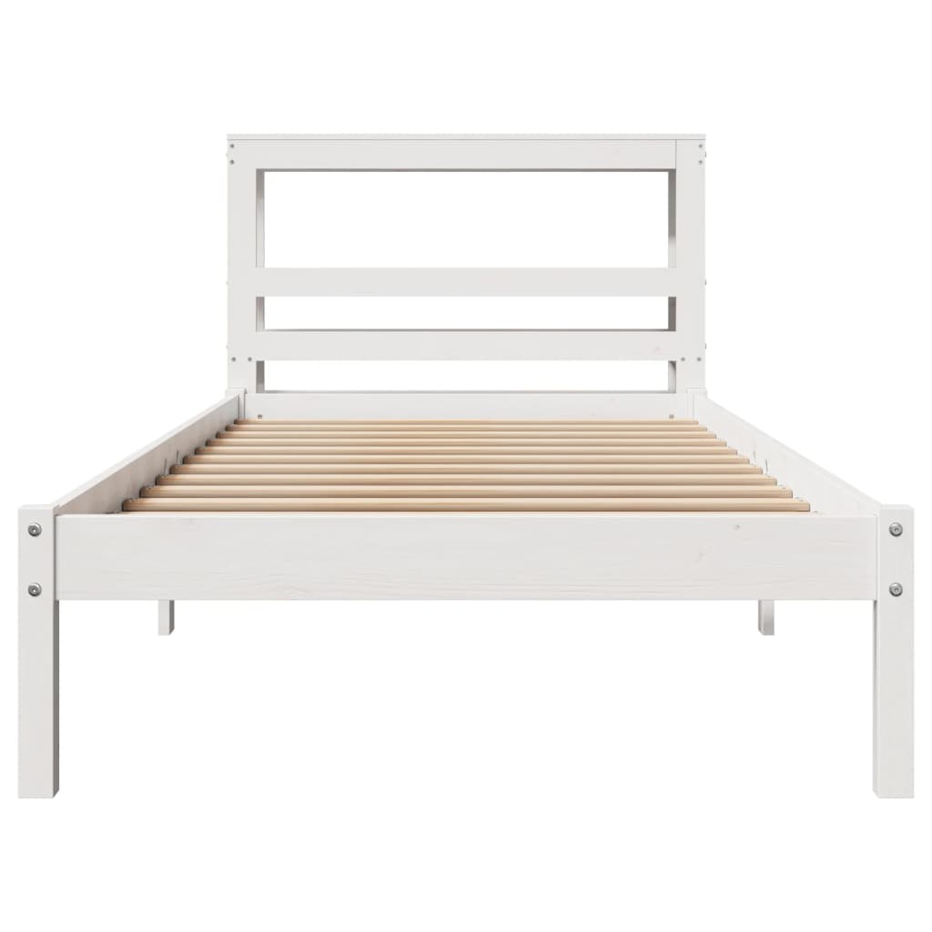 Cadre de lit sans matelas blanc 90x190 cm bois de pin massif - XIOS