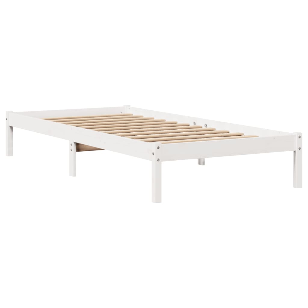 Cadre de lit sans matelas blanc 90x190 cm bois de pin massif - XIOS