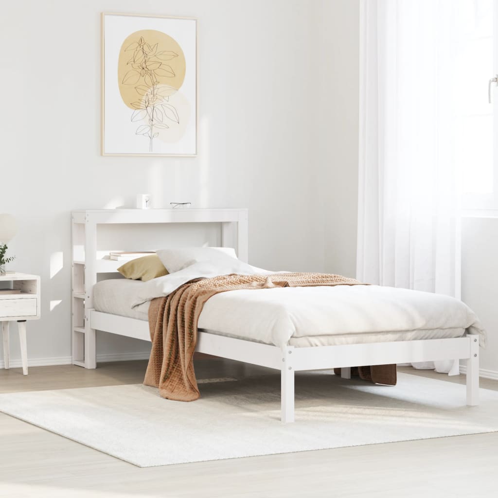 Cadre de lit sans matelas blanc 90x190 cm bois de pin massif - XIOS