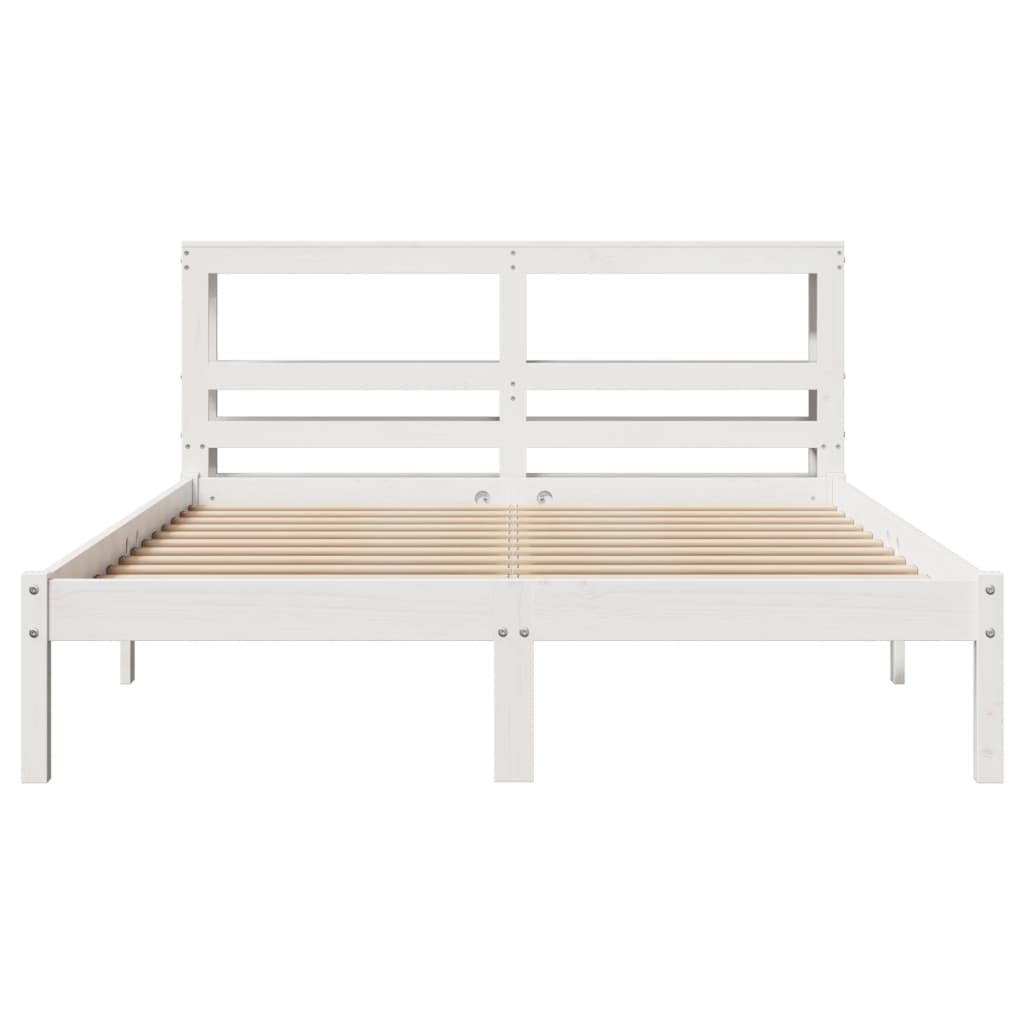 Cadre de lit sans matelas blanc 120x190 cm bois de pin massif - XIOS