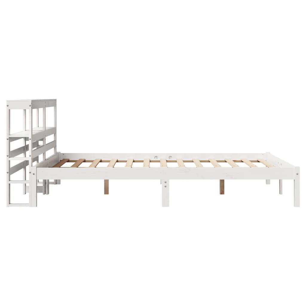 Cadre de lit sans matelas blanc 140x190 cm bois de pin massif - XIOS