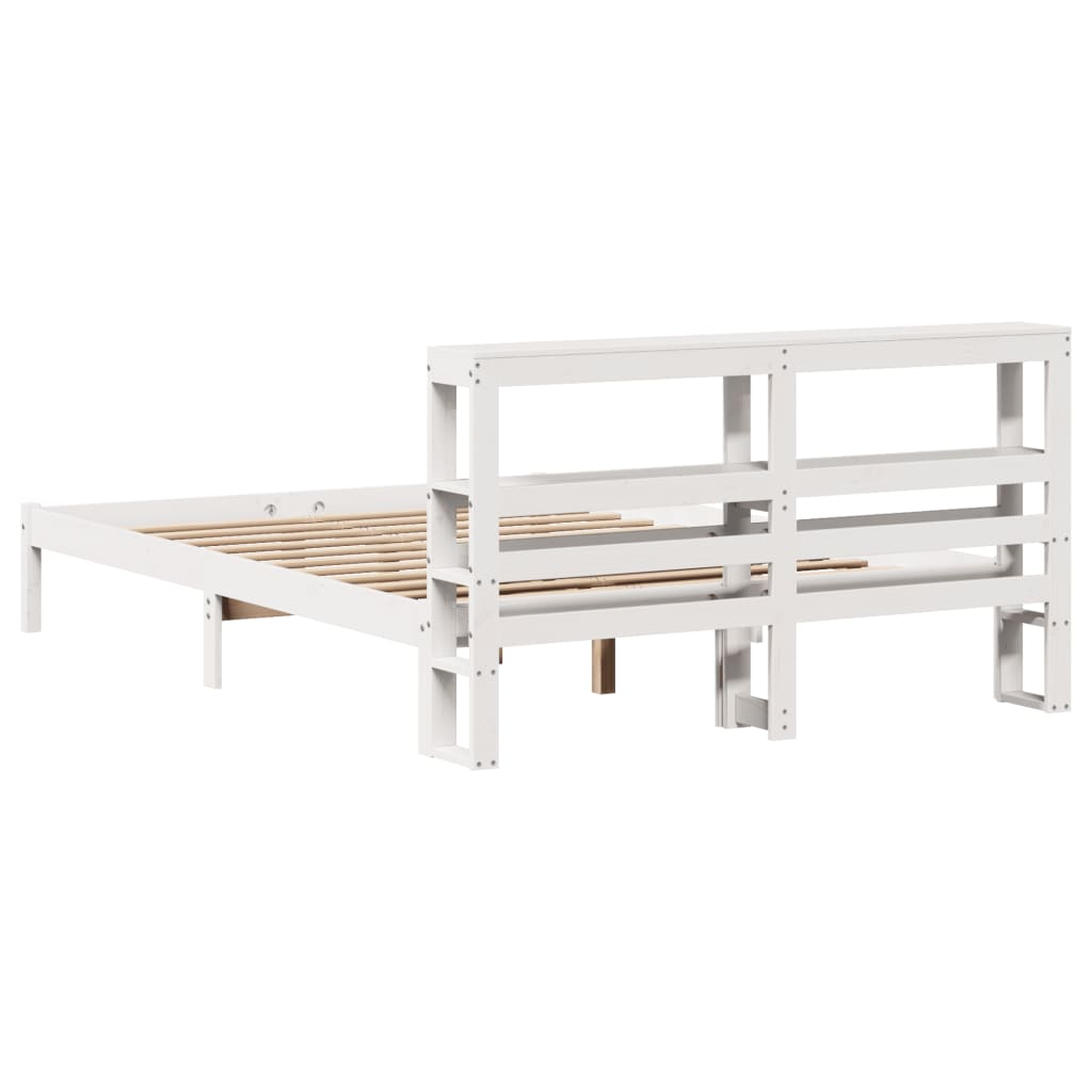 Cadre de lit sans matelas blanc 140x200 cm bois de pin massif - XIOS
