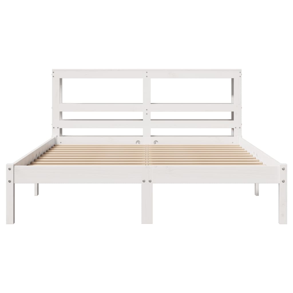 Cadre de lit sans matelas blanc 150x200 cm bois de pin massif - XIOS