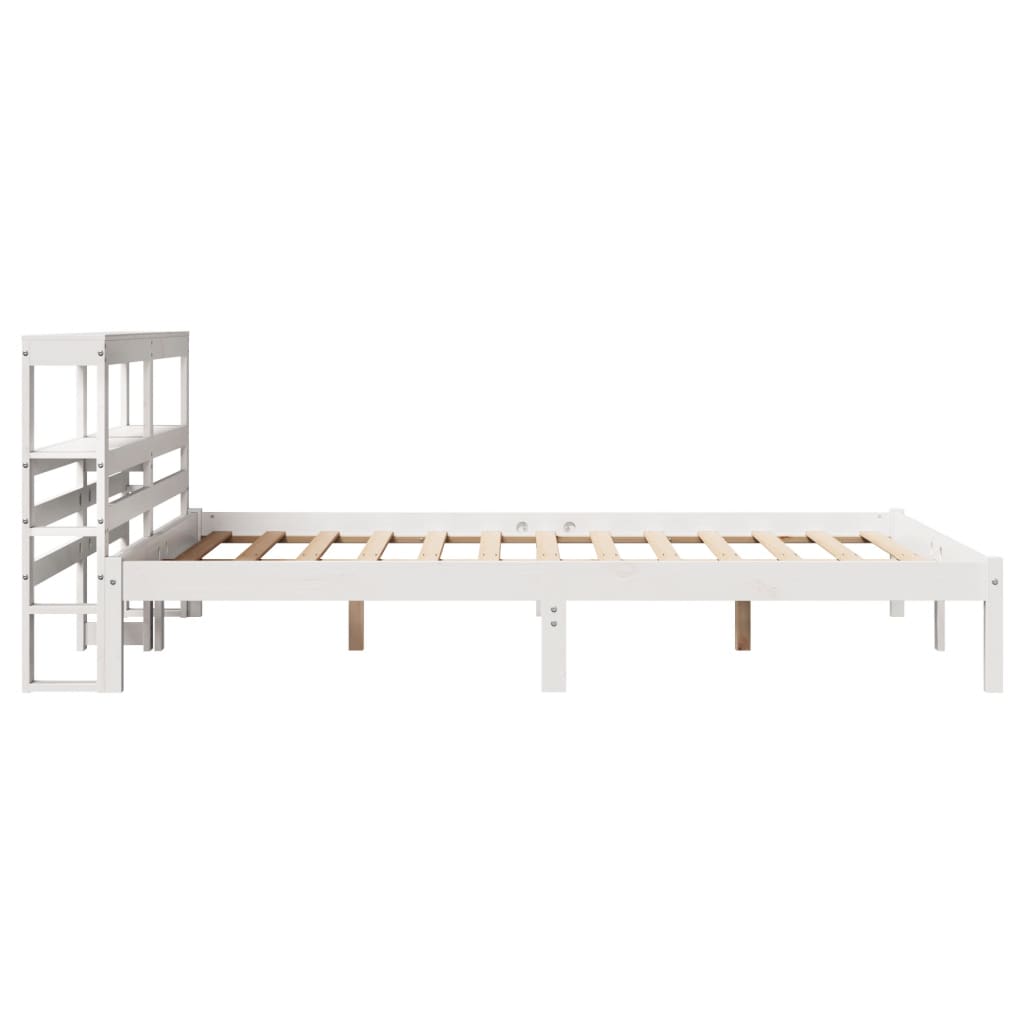 Cadre de lit sans matelas blanc 150x200 cm bois de pin massif - XIOS