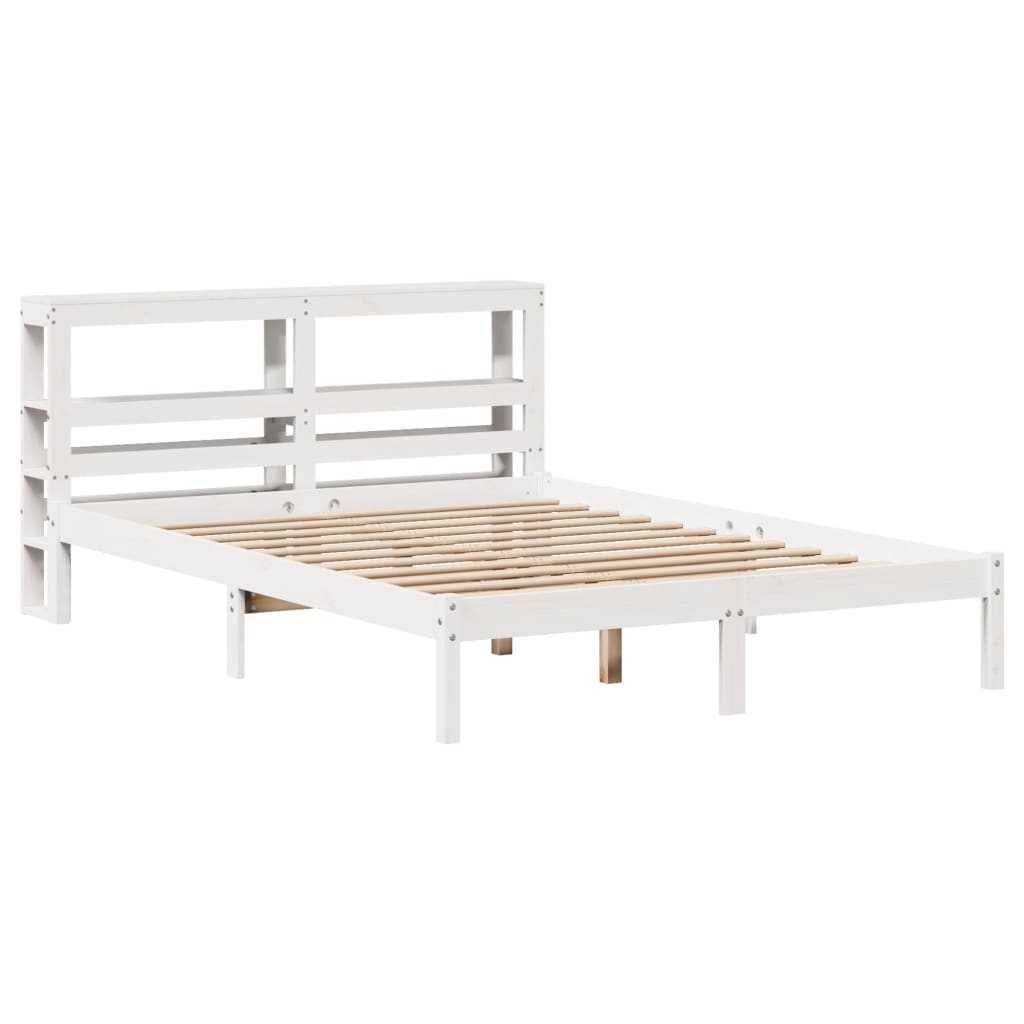 Cadre de lit sans matelas blanc 160x200 cm bois de pin massif - XIOS
