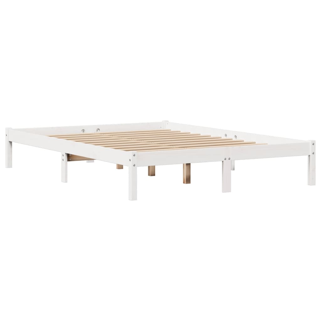 Cadre de lit sans matelas blanc 160x200 cm bois de pin massif - XIOS
