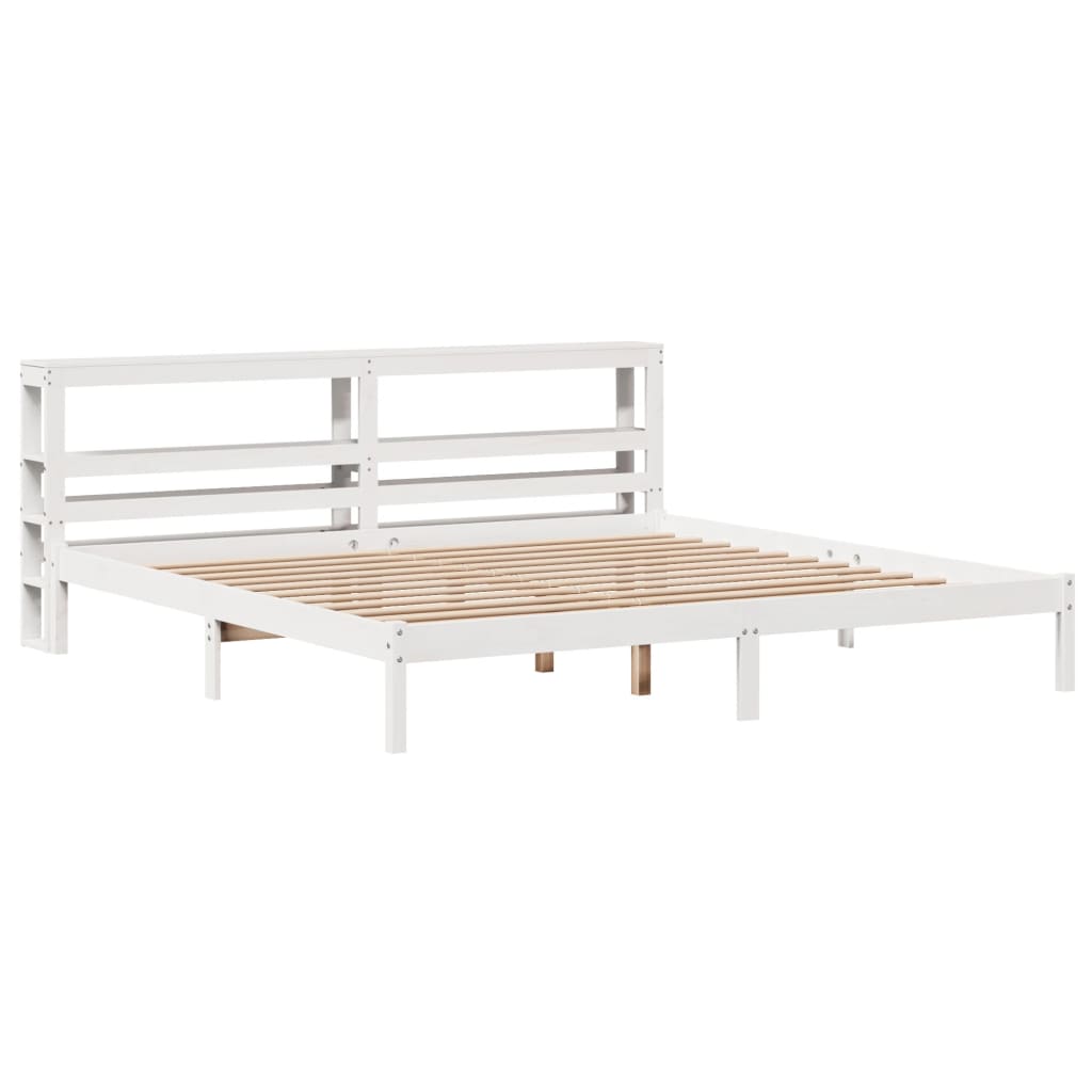 Cadre de lit sans matelas blanc 180x200 cm bois massif de pin