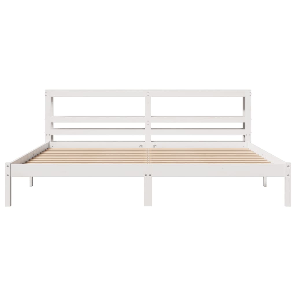 Cadre de lit sans matelas blanc 180x200 cm bois massif de pin