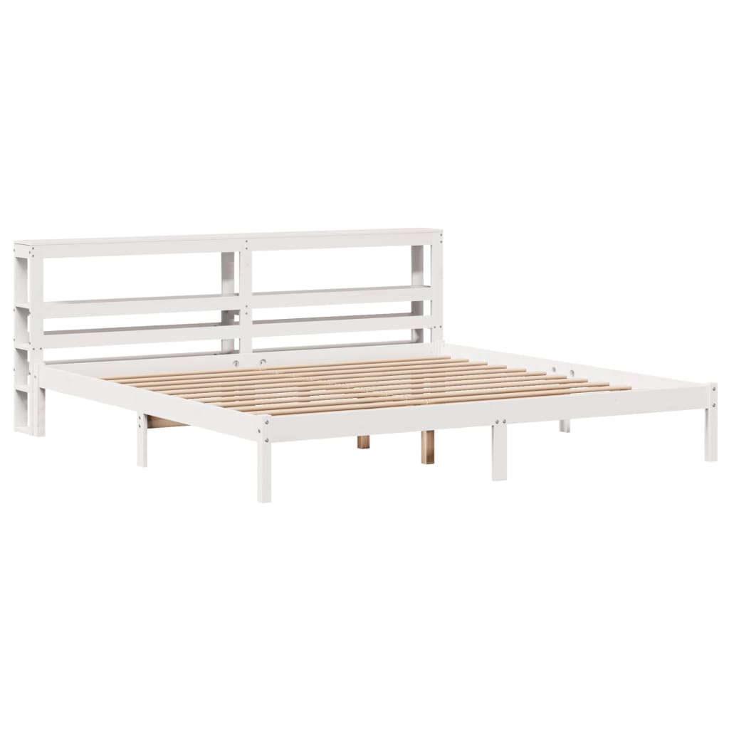 Cadre de lit sans matelas blanc 200x200 cm bois massif de pin - XIOS