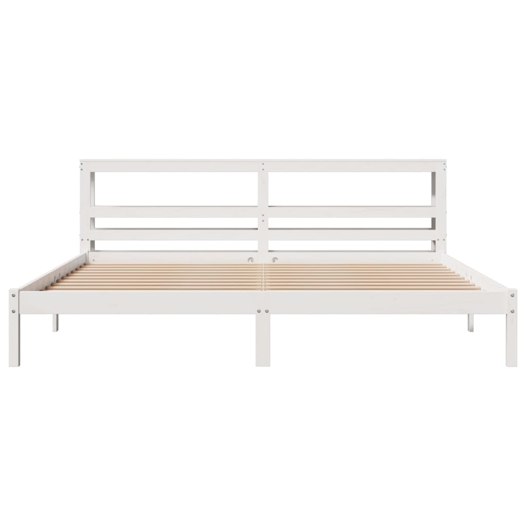 Cadre de lit sans matelas blanc 200x200 cm bois massif de pin - XIOS