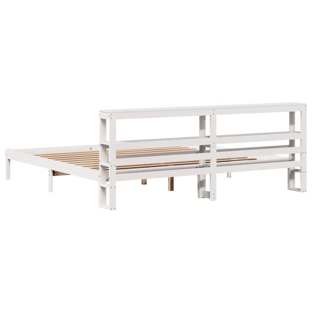 Cadre de lit sans matelas blanc 200x200 cm bois massif de pin - XIOS