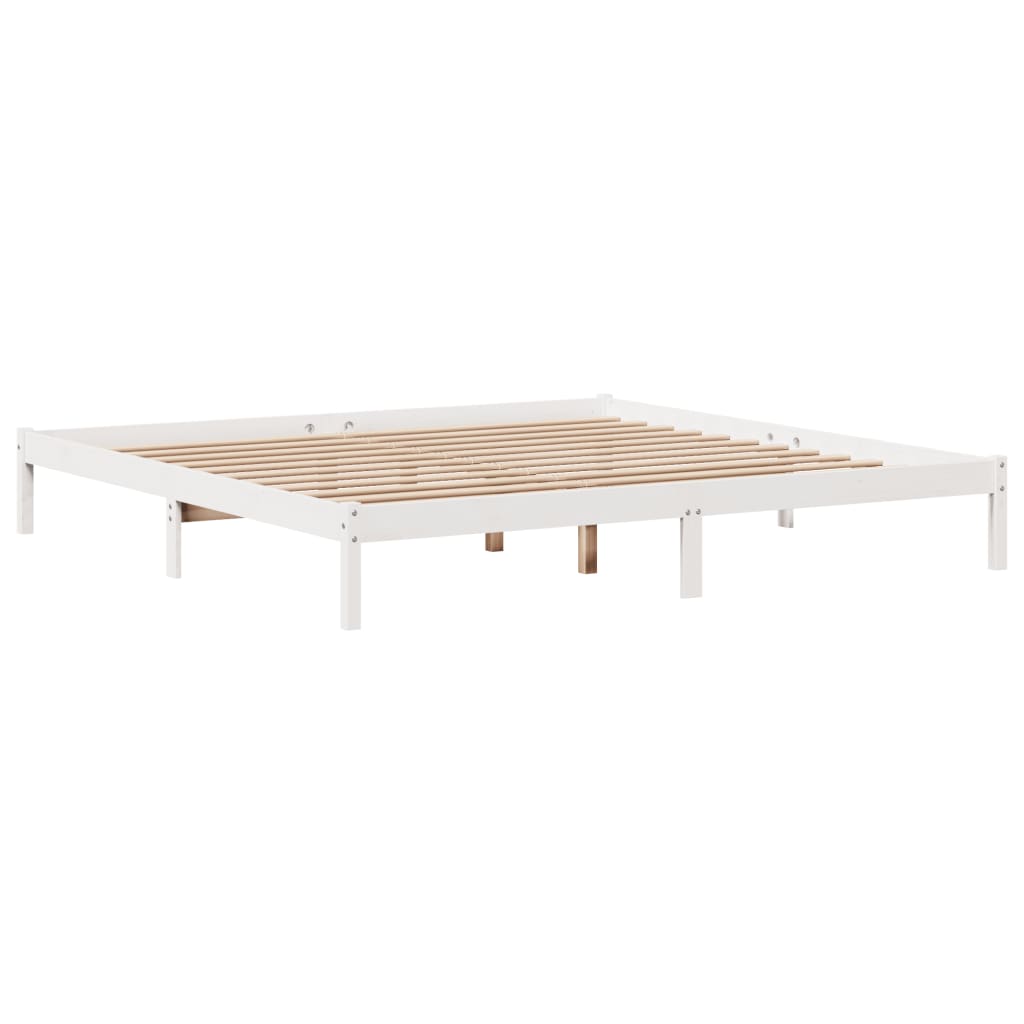 Cadre de lit sans matelas blanc 200x200 cm bois massif de pin - XIOS
