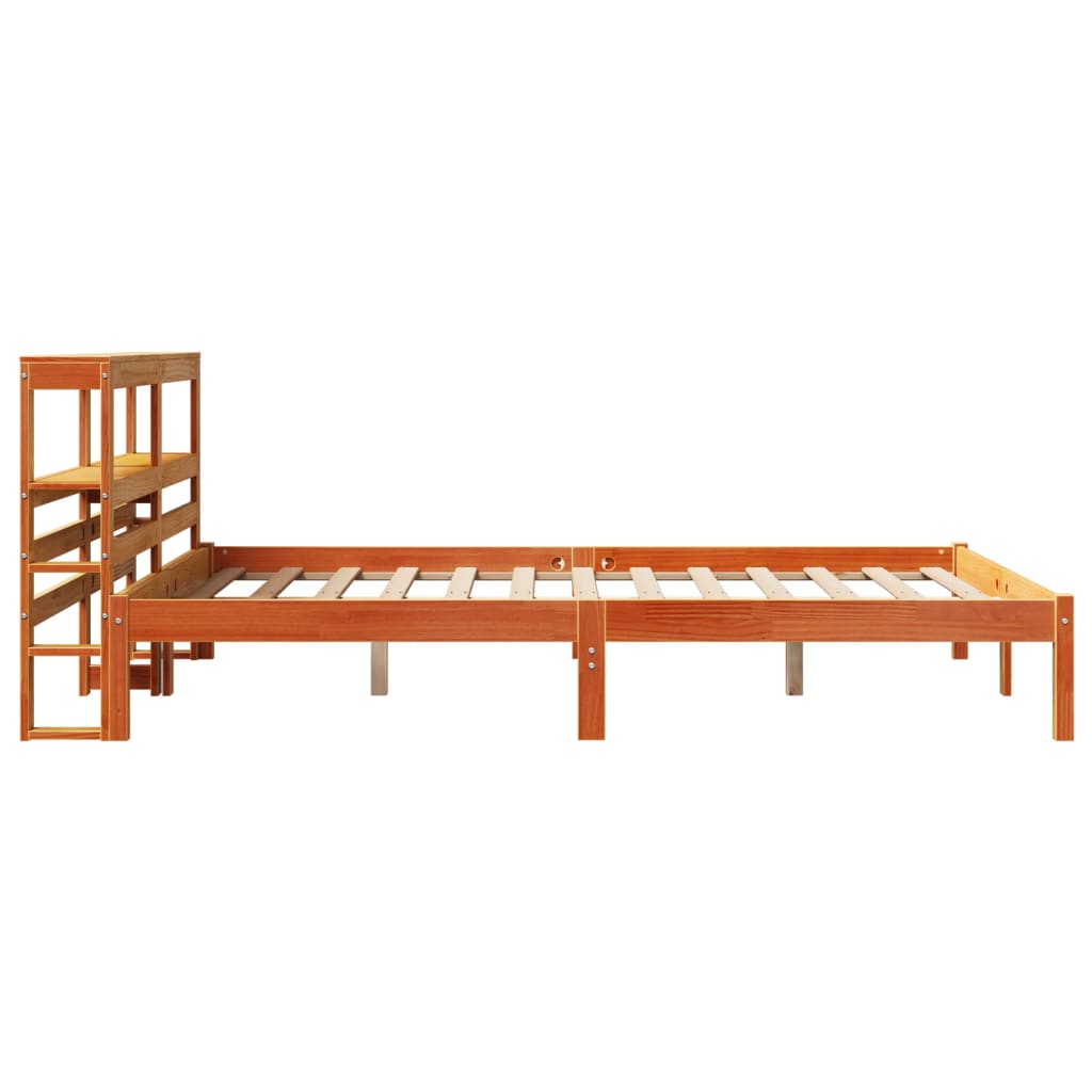 Cadre de lit et tête de lit sans matelas cire marron 120x190 cm - XIOS